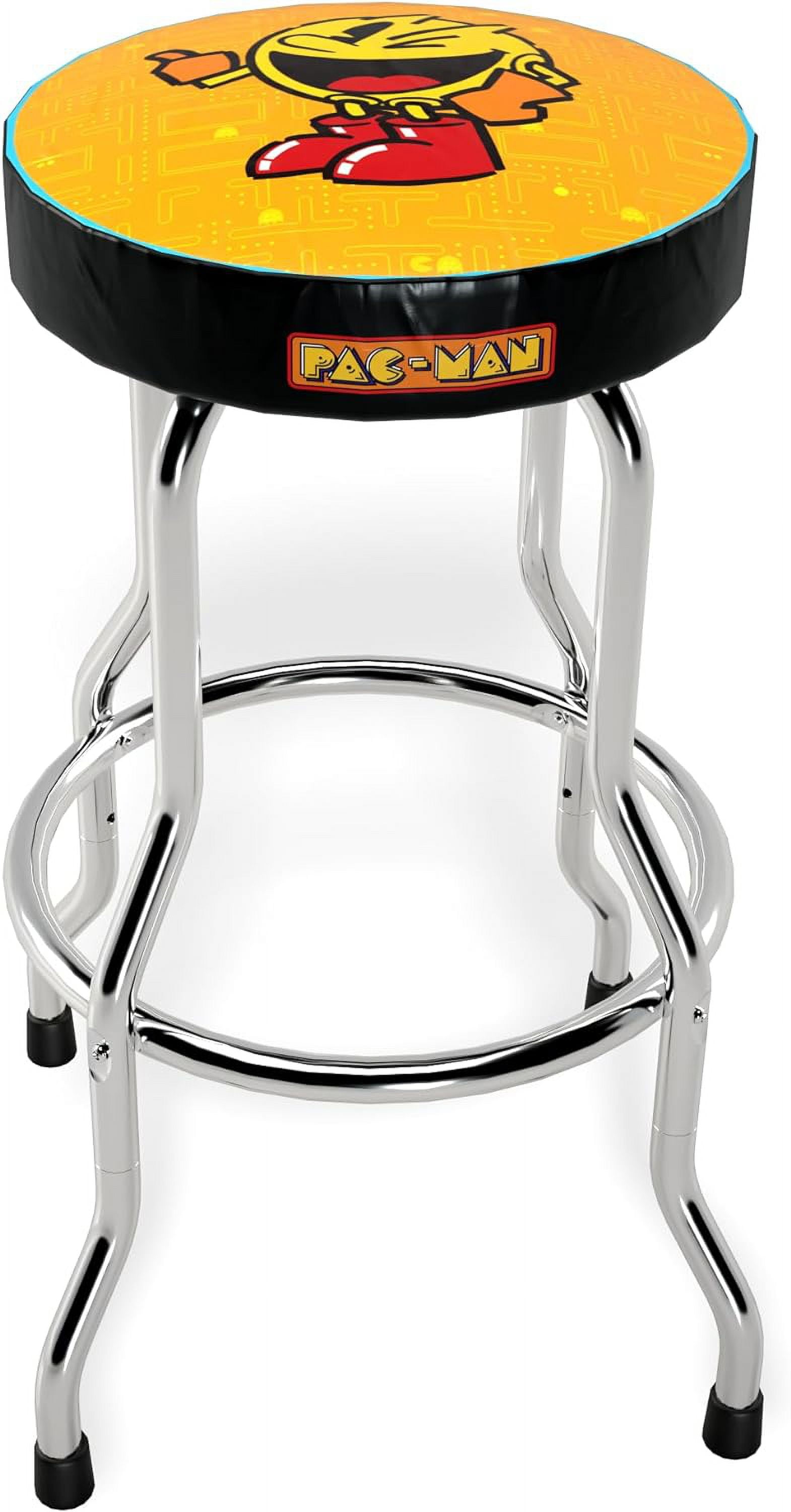 ARCADE1UP Officially Licensed Adjustable Stool with Chrome-Plated Steel Frame and High-Density Foam Padding for Supreme Gaming Comfort (Pac-Man)