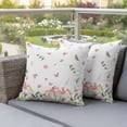 thumbnail image 3 of Spring Flower Leaf Outdoor Pillow Covers Pack of 2 Summer Country Pink Floral Butterfly Green Leaf Plant Waterproof Throw Pillow Covers Decorative Cushion Cases for Patio Garden Tent 18x18 inch, 3 of 9
