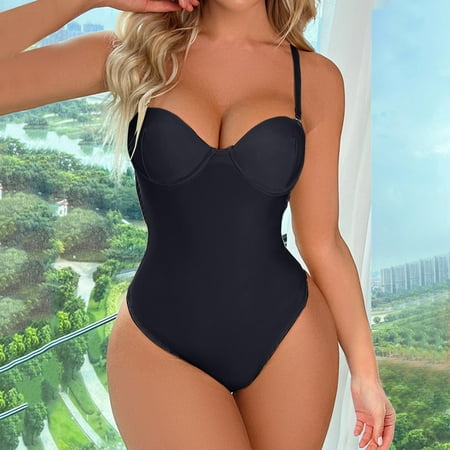 

Cathalem Lingerie Bodysuit with Stockings Women s Body Sculpting Gather Elastic Can Open The File Detachable plus Size Hell Bunny Underwear Black Small
