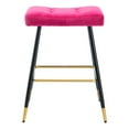 thumbnail image 6 of Bar Stool with Footrest, Comfy Backless Velvet Upholstered Counter Height Bar Chair with Metal Legs, Vintage Dining Chair for Kitchen, Dining Room, Bar, Club, Cafe, Office, Rose Red, 6 of 9