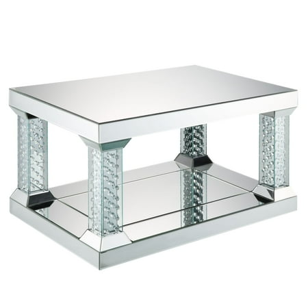 Acme Nysa Square Coffee Table In Mirrored And Faux Crystals Acme Nysa Square Coffee Table In Mirrored And Faux Crystals
