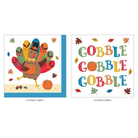 Way to Celebrate Thanksgiving Turkey Gobble Napkins, 24 ct