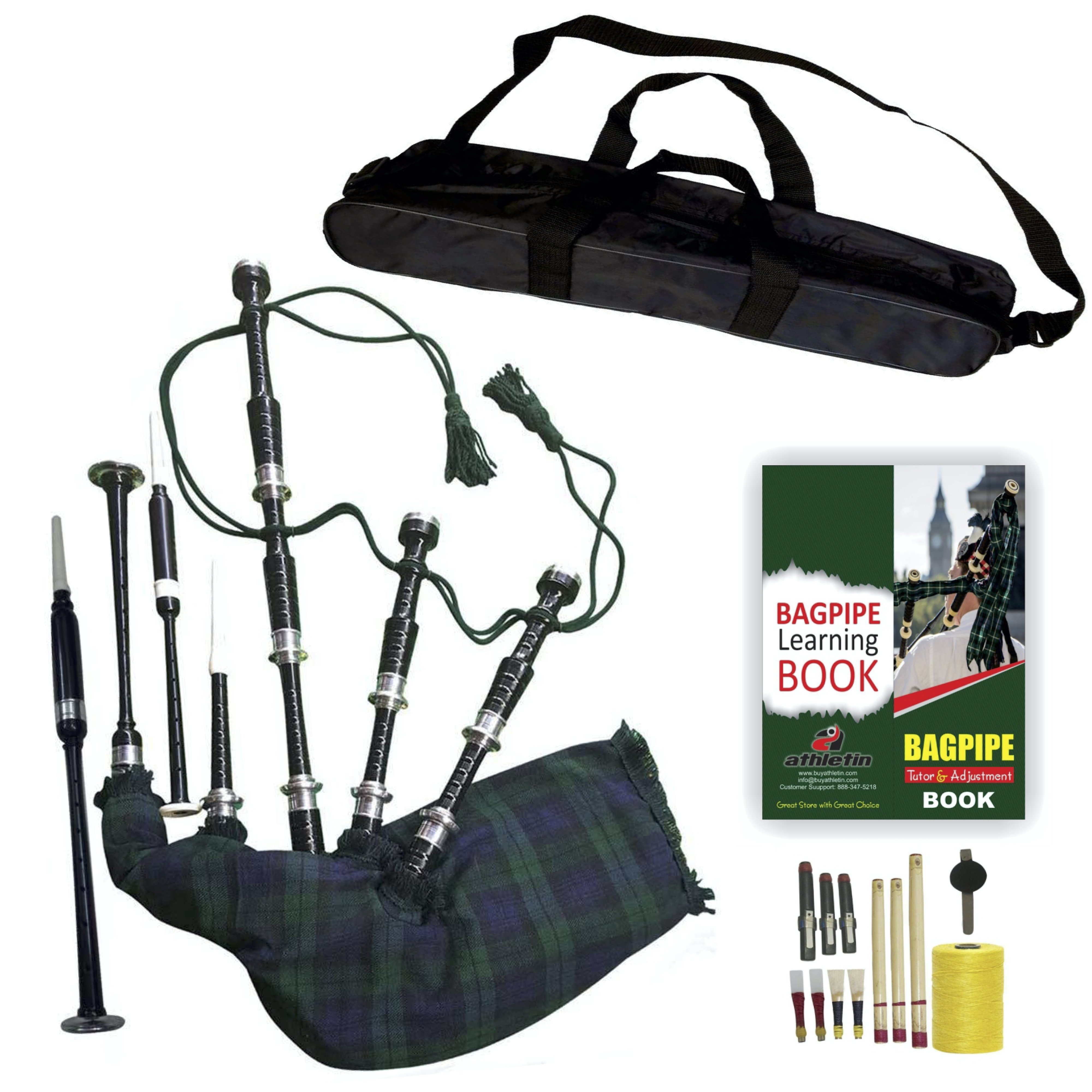 Black Watch Highland Rosewood Bagpipe with Carry Bag Walmart Canada