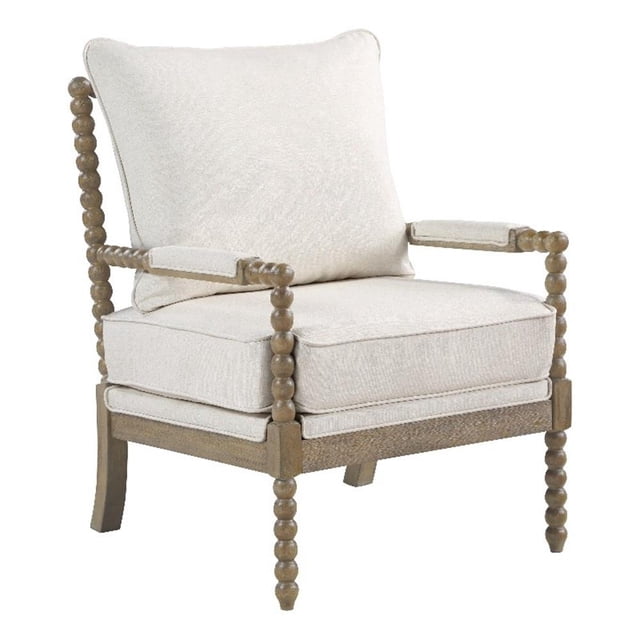 Fletcher Chaise à Barreaux en Tissu Lin Beige avec Fini Charbon Brossé