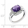 thumbnail image 2 of Sterling Silver Rhodium-plated Diamond & Checker-Cut Amethyst Ring, 2 of 2