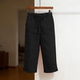thumbnail image 6 of Aboser Below the Knee Bermuda Shorts for Women Summer Dressy Cotton Linen Shorts Casual High Waisted Drawstring Shorts Lightweight Travel Vacation Long Shorts with Pockets, 6 of 9