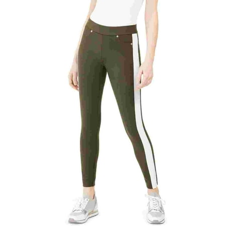 Michael Kors Women's Side-Stripe Leggings Regular & Petite Green Size Medium