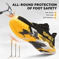 thumbnail image 3 of SPIEZ® Steel Toe Shoes for Men Work,Slip Resistant Puncture Safety Work Sneakers,Breathable Lightweight Safety Shoes for Warehouse Factory Construction – Black & Yellow, Size 9, 3 of 12