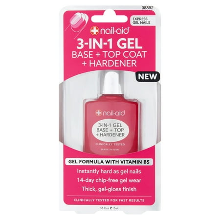 (2 Pack) Nail-Aid 3-in-1 Gel Base + Top Coat + Hardener, .55 fl (Best Nail Hardener For Peeling Nails)