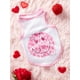 thumbnail image 1 of HELLFUNCO 1pc Pink Love Heart & Smiling Face Printed White Pet Dog/Cat Vest, 1 of 5