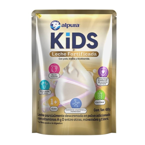 Leche fortificada Alpura Kids en polvo parcialmente descremada 480 g