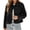 Black, variant on Spring Fall Long Sleeve Lapel Women Button Down Faux Suede Jacket Cropped Coat