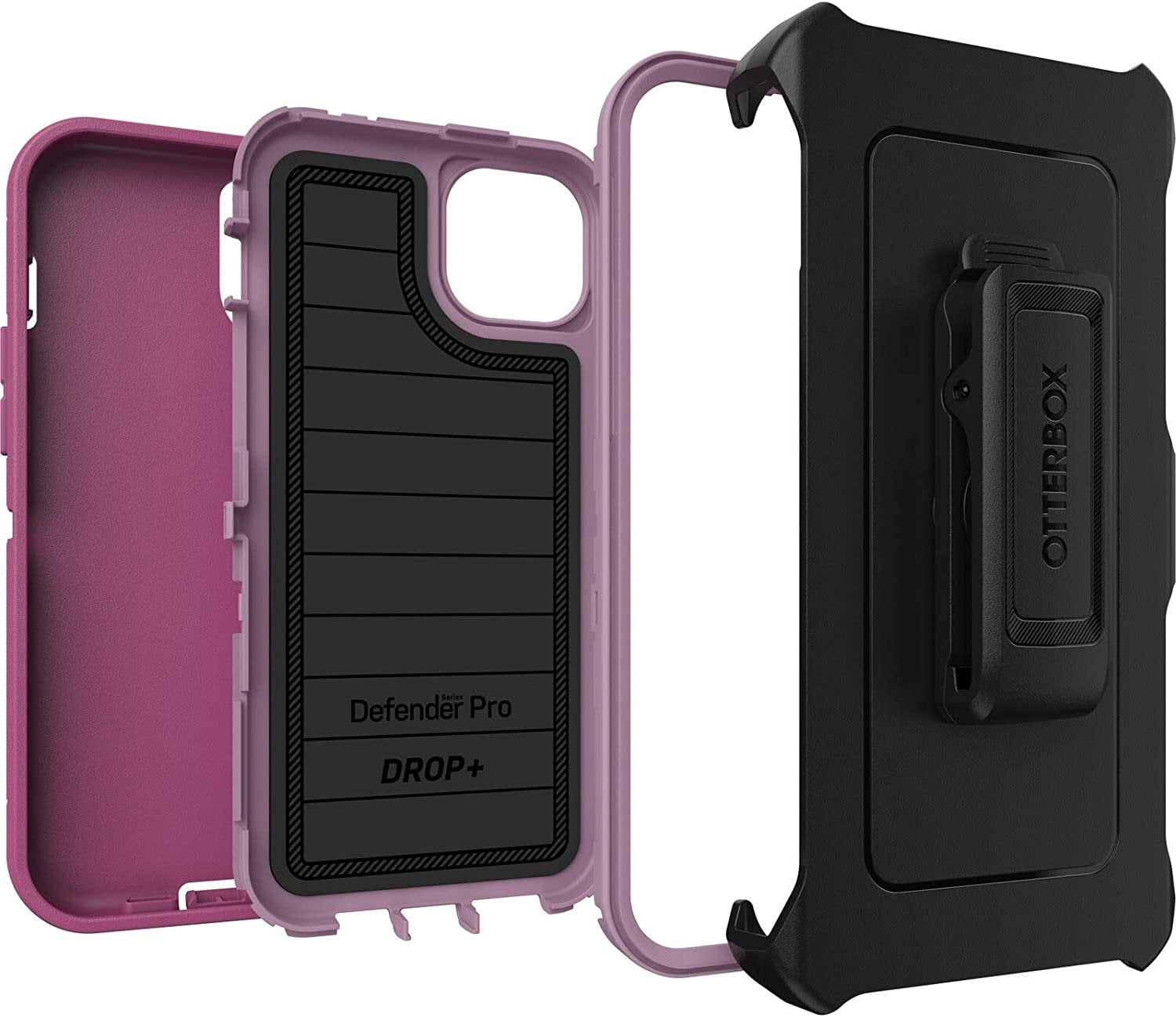 OtterBox Defender Series Screenless Edition Case for iPhone 14 Plus Only - Holster Clip Included - Microbial Defense Protection - Non-Retail Packaging - Morning Sky Pink