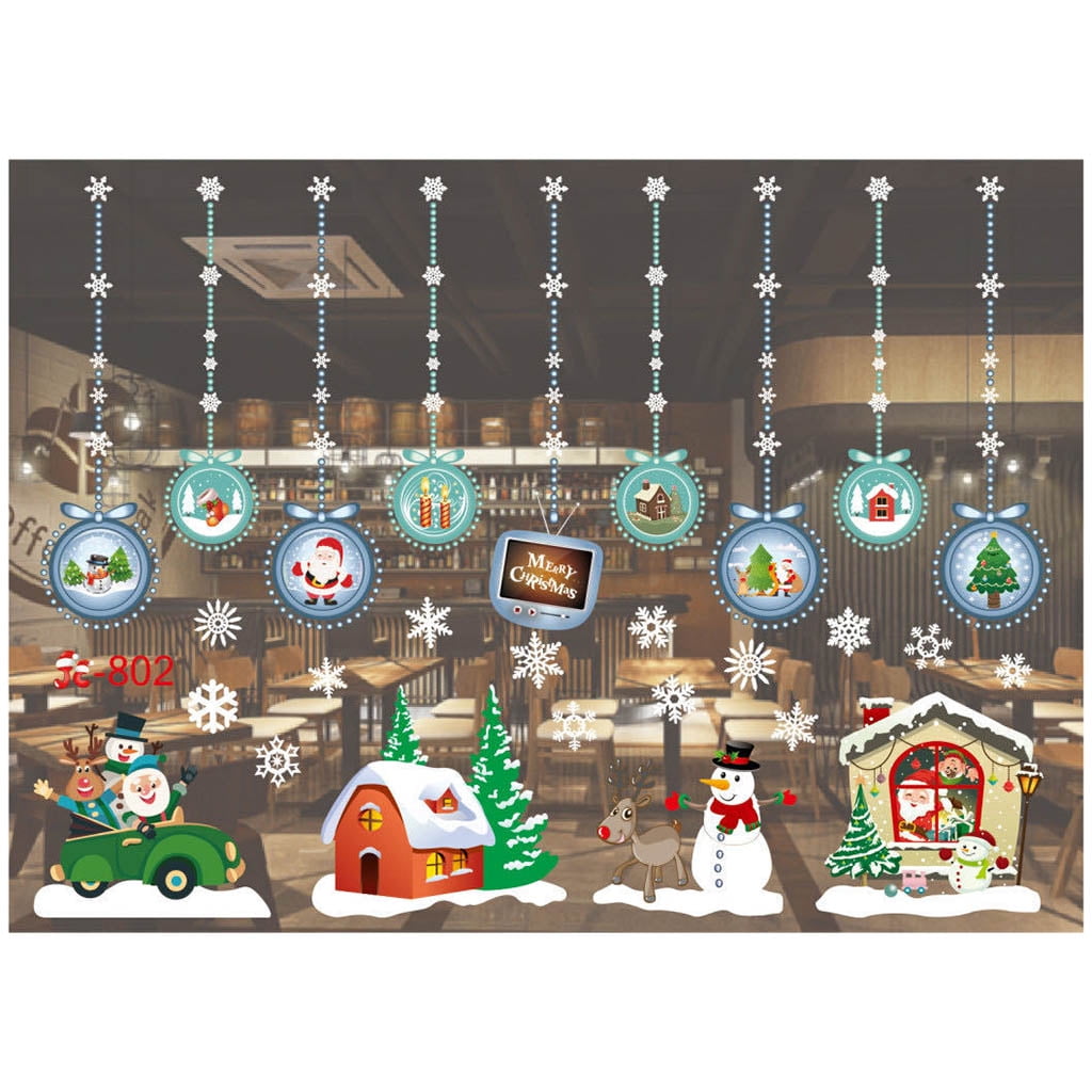 Sorrowso Christmas Wall Sticker Removable PVC Static Stickers Santa
