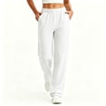 thumbnail image 6 of Wide Leg Sweatpants for Women Oversized Elastic Waist Loose Fit Solid Color Casual Lounge Workout Everyday Home Pants with Pockets, 6 of 8