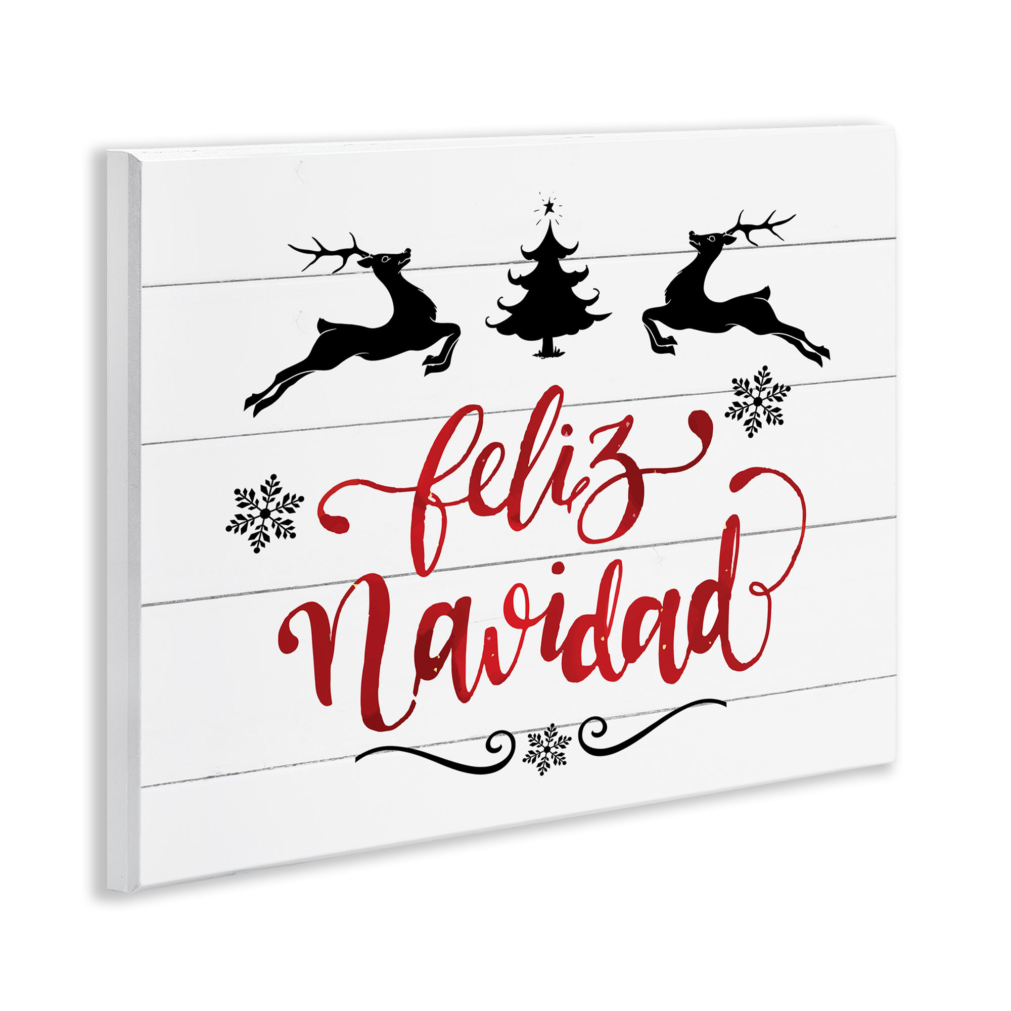 Stupell Industries Feliz Navidad con Renos Holiday Painting Unframed Art Print Wall Art, 14 x 11