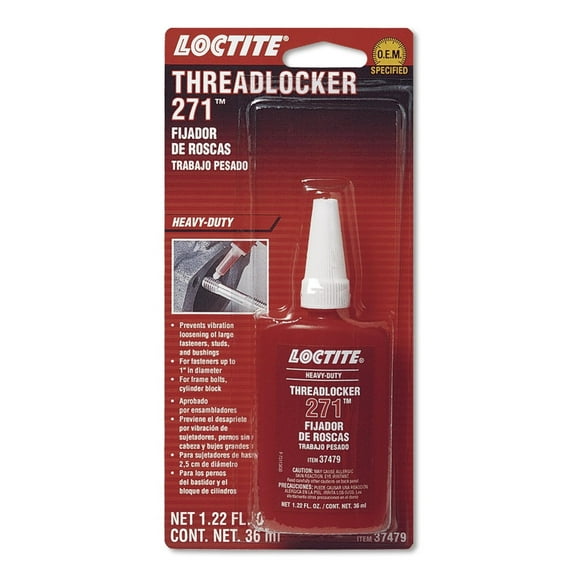 492142 271 Red Heavy Duty Threadlocker Bottle, 36-Milliliter, High strength threadlocker for heavy-duty applications By Loctite