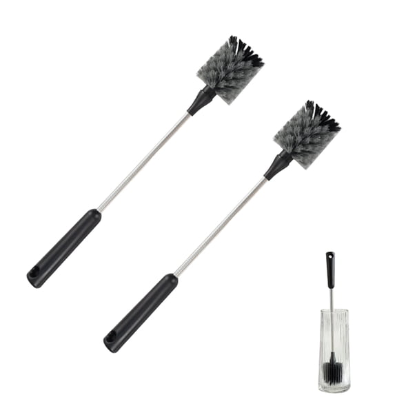 ZHIGUANG Long Handle Bottle Brush, Flexible Scrub Brush for Water Bottles Glasswares Mugs, Gray, 2 Pcs