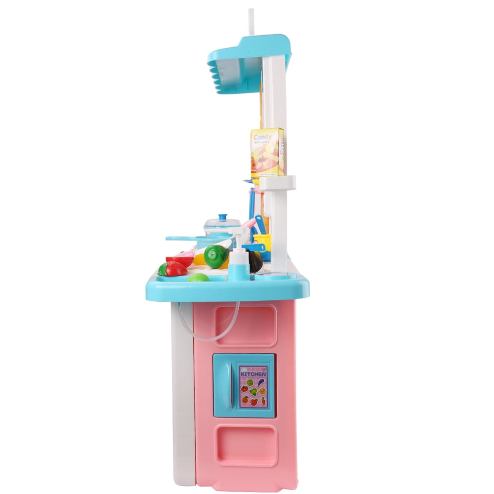Play Kitchen Playset for Girls with Real Lights and Sounds, Kitchen Toy for Kids with Play Sink, Play Cutting Food, Kitchen Accessories Set