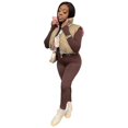 thumbnail image 1 of Fashionable Women Zip Up Stand Collar Sleeveless Lightweight Padded Cropped Puffer Quilted Vest Warm Winter Jacket Brown S, 1 of 5