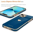 thumbnail image 4 of Compatible with iPhone 13 Case for Girl Women Cute Love-Heart Luxury Bling Plating Soft Back Cover Raised Camera Protection Bumper Silicone Shockproof Phone Case for iPhone 13, Royal Blue, 4 of 14