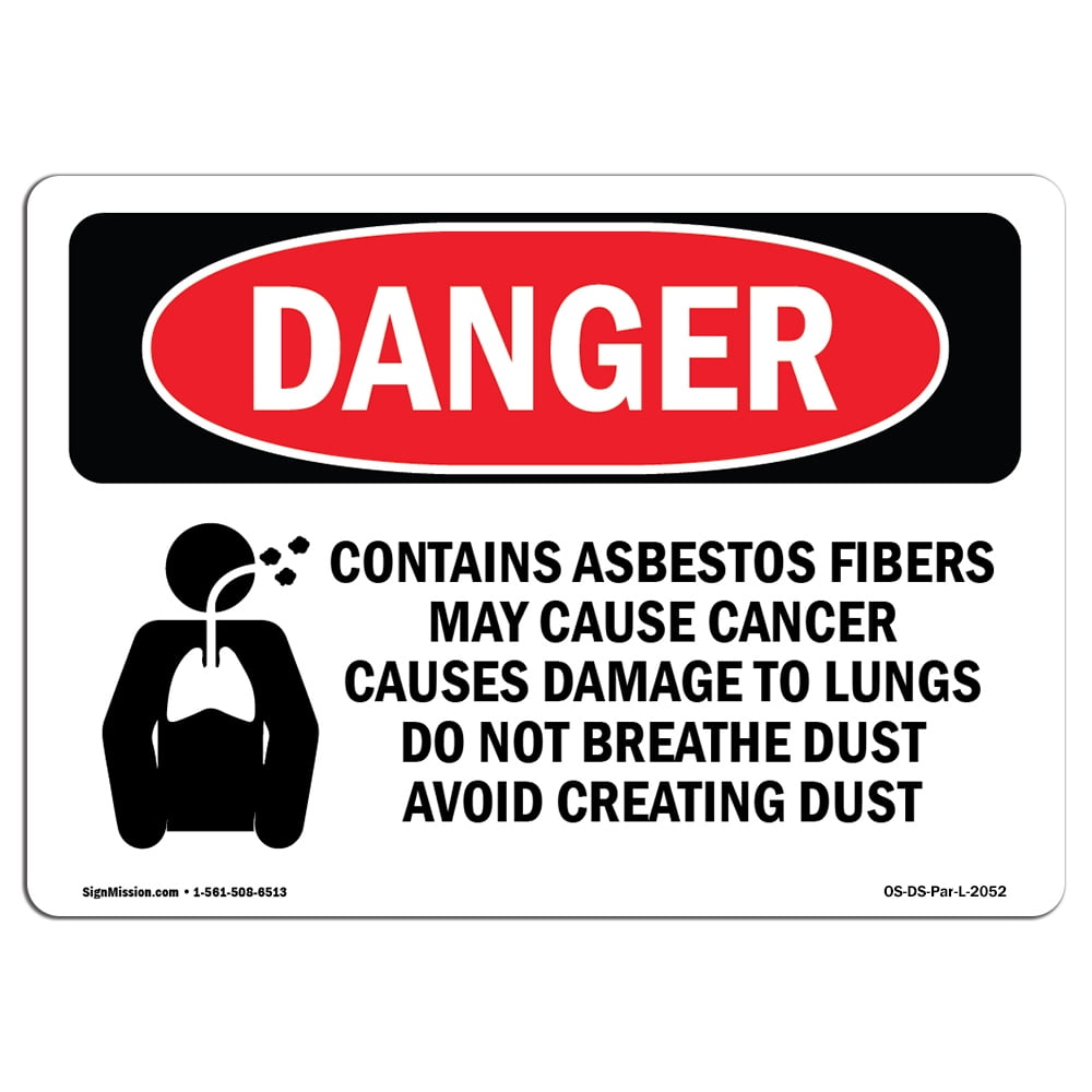 Asbestos Fibers ANSI LABEL DECAL STICKER Avoid Breathing Dust Caution OSHA