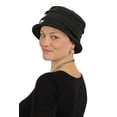 thumbnail image 3 of Lady Rose Fleece Flower Cloche Hat for Chemo & Cancer Patients (BLACK AND CREAM), 3 of 3