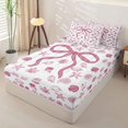 thumbnail image 2 of Homewish Ribbon Bowtie Zipper Twin Comforter Sets with Fitted Sheet and 2 Pillowcases,Cute Ocean Seashell Starfish Zipper Bedding Set For Girls Kids,Pink Reversible,4 Pieces, 2 of 7