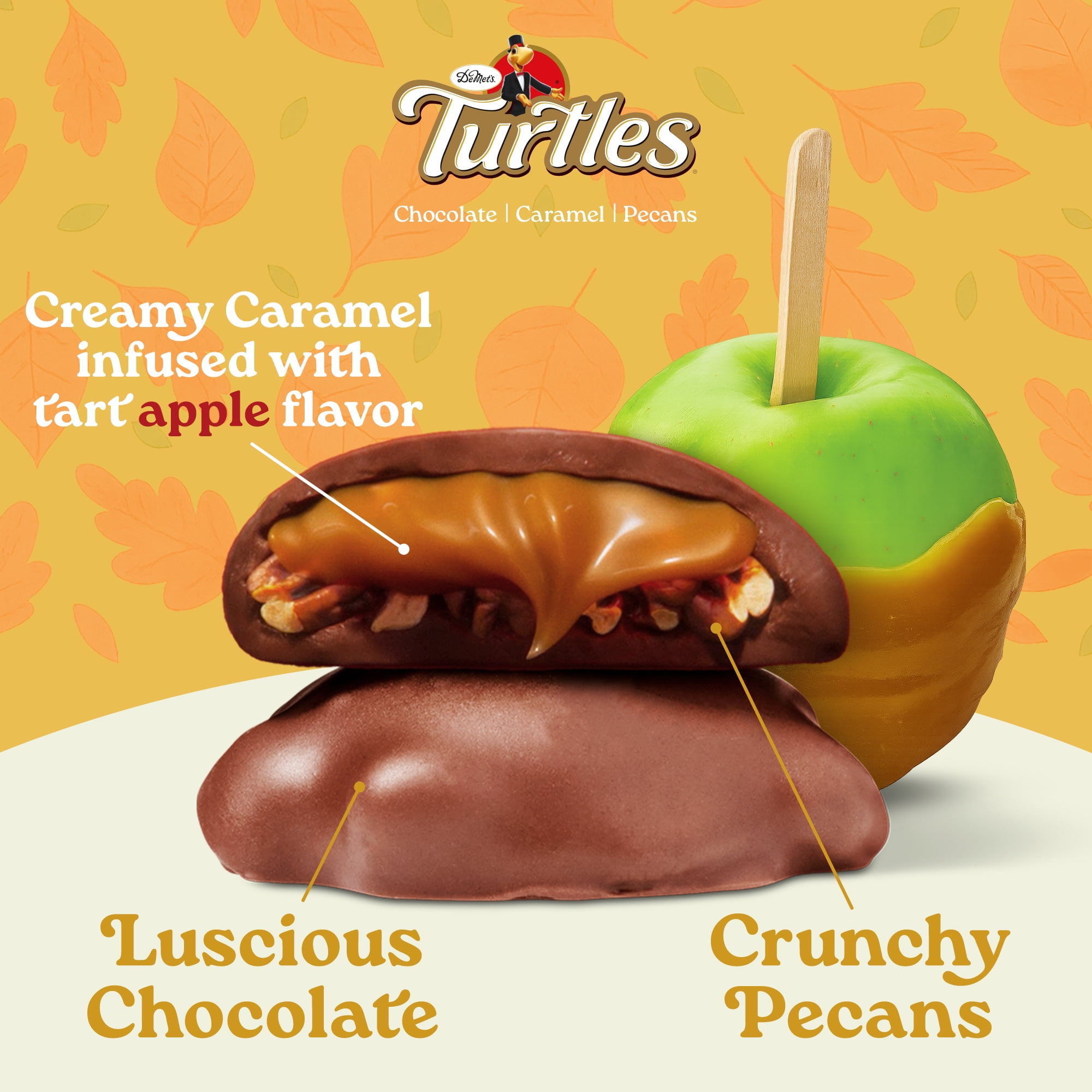 DeMet's Turtles, Caramel Apple Pecan Clusters, 6.3 oz Bag