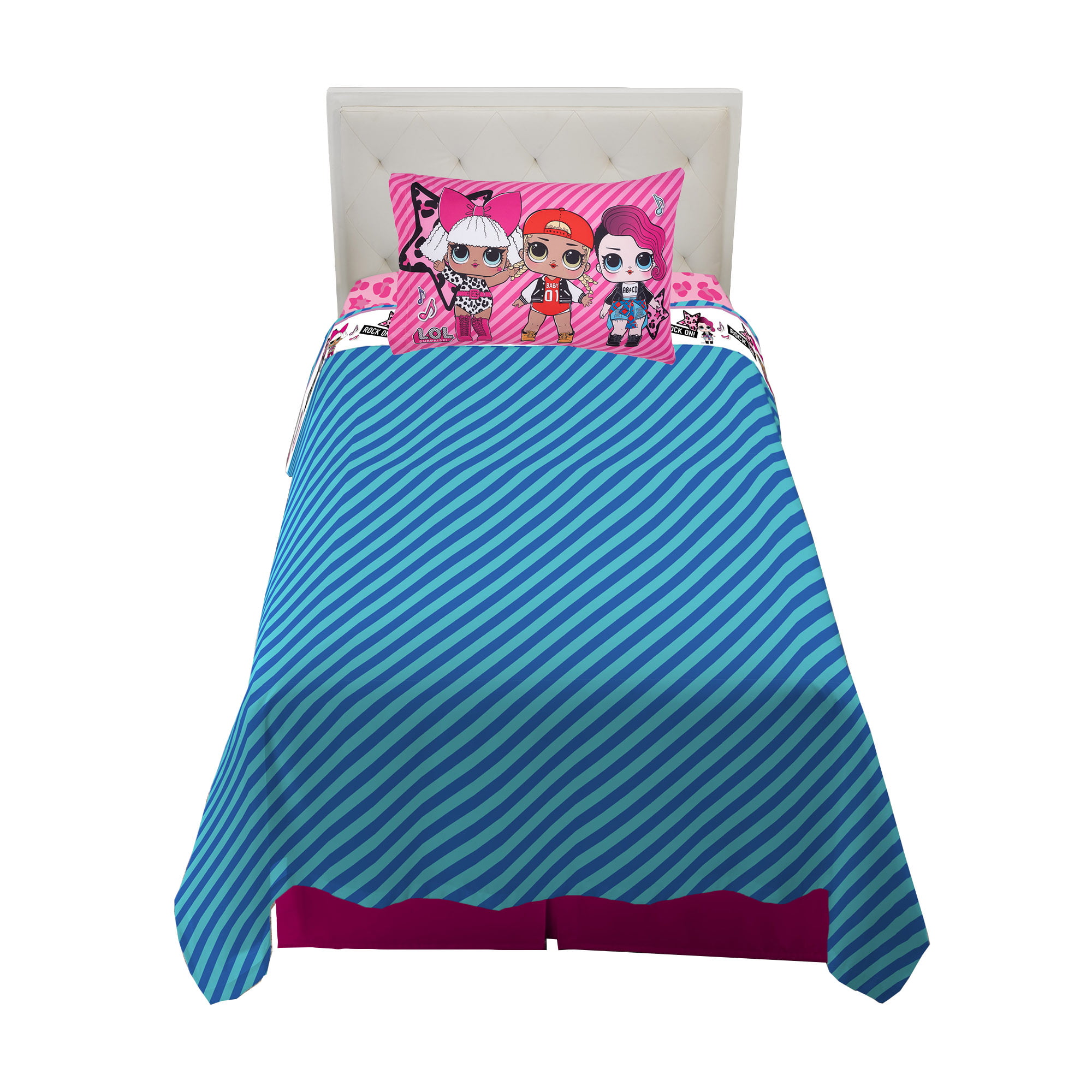 L.O.L SURPRISE 3 Piece Microfiber Twin Bedding Sheet Set & Pillowcase LOL NEW 