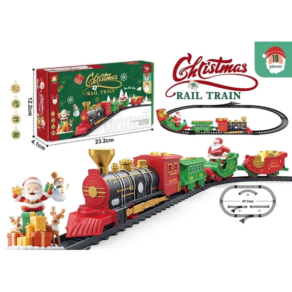 Electric Train Set for Boys, Christmas Train for Around The Tree,Carriage&Train Track, Battery Operated Train Toys for Toddlers Kids 4-7