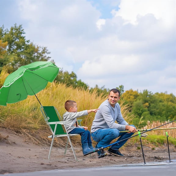 Green Folding Beach Chair with Attached Umbrella, Lightweight Design for Easy Transport to Camping, Picnic and Outdoor Events