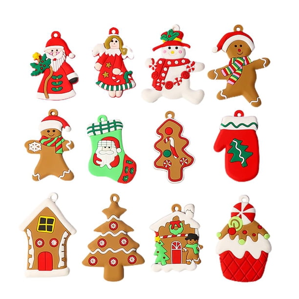 De Adornos De Hombre De Jengibre, Colgantes De Pan De Jengibre De Pvc, De Navidad, Estatuilla Artesanal Para Decoración De Festivales De Árboles De Navidad12 Piezas 2 Piezas Serendint HA013803-00