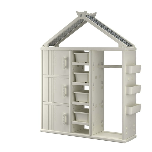 Costway Armoire de Rangement pour Costume d'Enfants Commode avec Bacs de Rangement Étagères Blanc