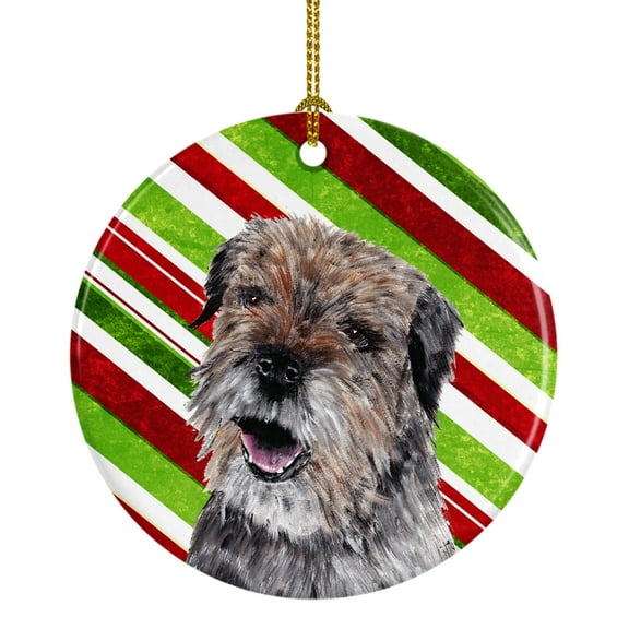 Carolines Treasures SC9613CO1 Border Terrier Candy Cane Christmas Ceramic Ornament 3 in multicolor