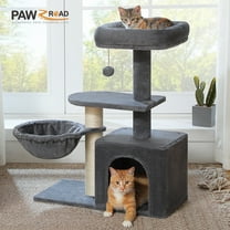 PAWZ Road 31" Medium Cat Tree Modern Scratcher with Hammock and Condo for Indoor Cats Dark Gray