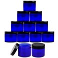 thumbnail image 1 of 2oz/60g/60ml High Quality Acrylic Leak Proof Cobalt Blue Container Jars with Black Lids 12pcs, 1 of 4