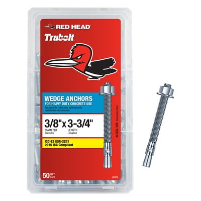 Red Head 3/8 In. x 3-3/4 In. Zinc Red Head Wedge Anchor (50-Count) 12370
