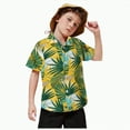thumbnail image 3 of Xudanell Boys Button Down Shirt Holiday Beach Floral Tops Button up Holiday Shirts for Teens Green 18-24 Months, 3 of 5