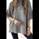 thumbnail image 3 of Camiseta Básica Informal de Verano de Corta con Aberturas Laterales Extragrandes, Gris, Talla M, 3 of 7