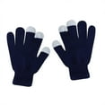 thumbnail image 2 of Rigardu 1 Pairs Winter Touch Screen Gloves for Men Women Stretch Knitted Texting Gloves Warm Windproof Solid Color Mittens Navy One Size, 2 of 3