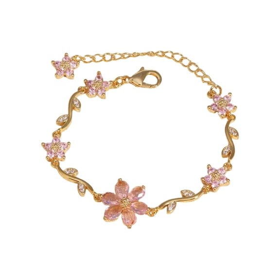 Flower Petal Bracelet for Women - Gold Plated Crystal Floral Bracelet, Adjustable Dainty Delicate Jewelry, Fashion Exquisite Wrist Accessory for Daily Wear, Gifts