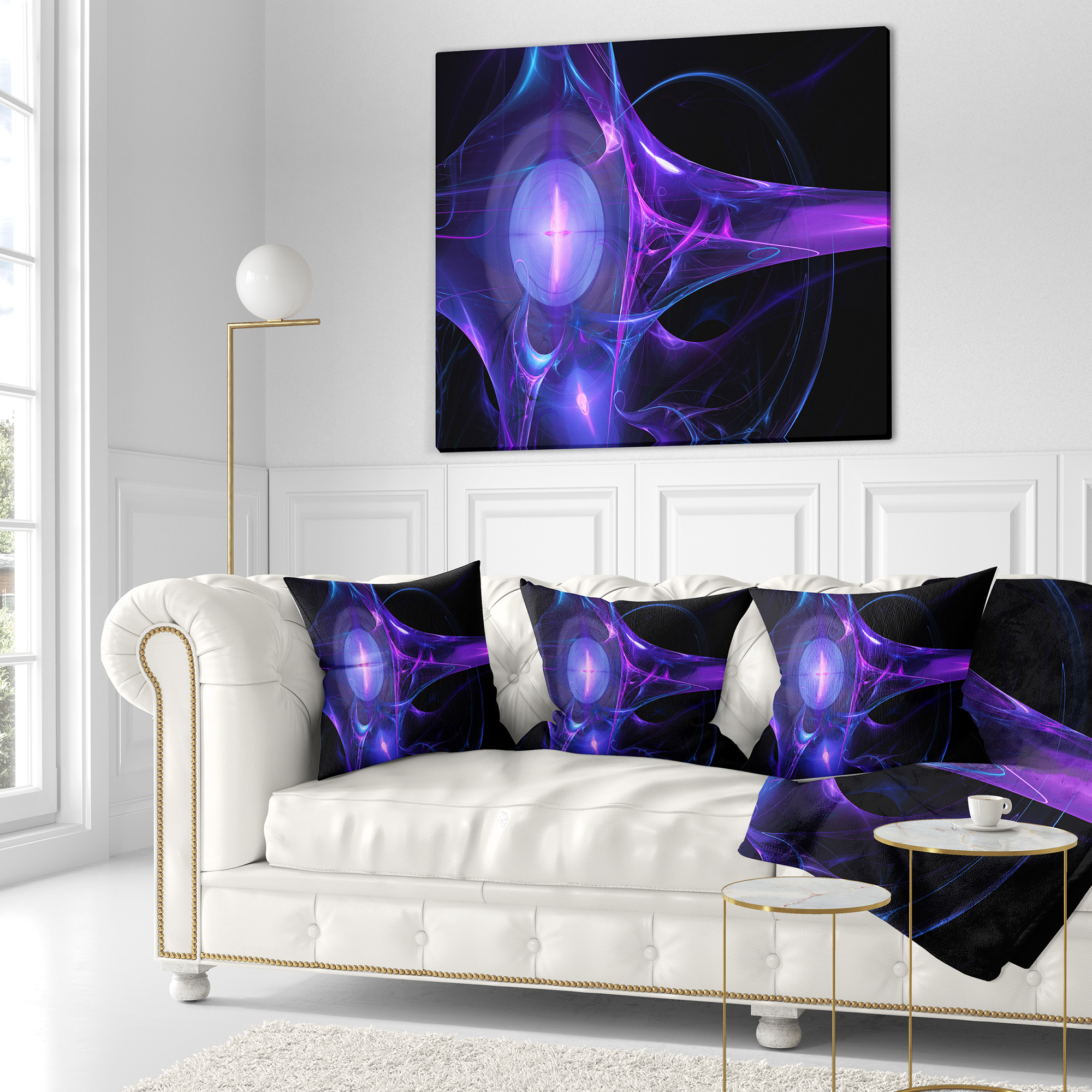 Designart Purple Bright Candle - Abstract Throw Pillow - 18x18
