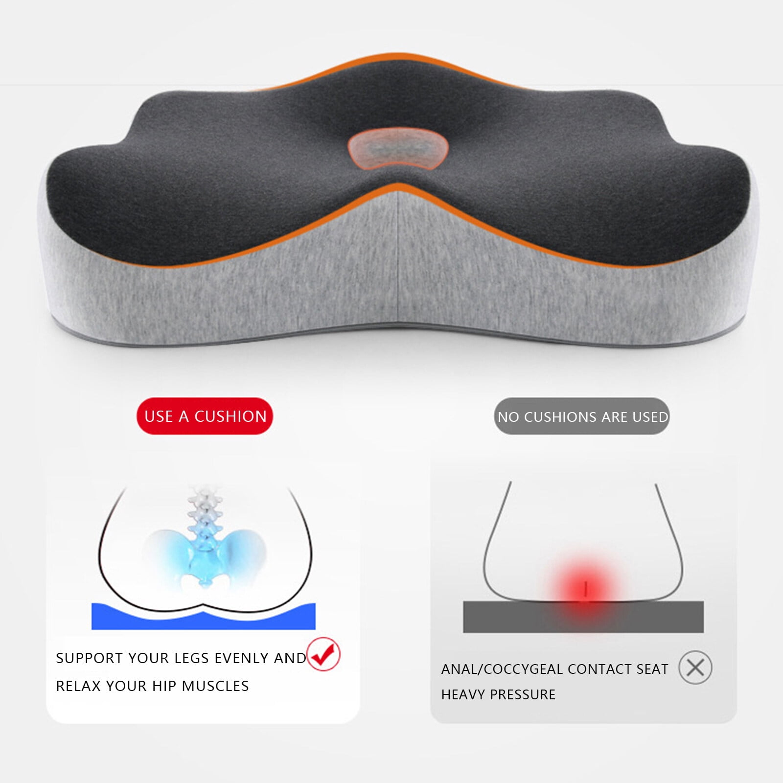 Oenbopo Memory Foam Seat Chair Cushion for Relieves Back Sciatica Pain Tailbone Pain Coccyx Degenerating Disc Orthopedic Osteoarthritis Prostate Cushion Low Back Pain Cushion Hip Shaping