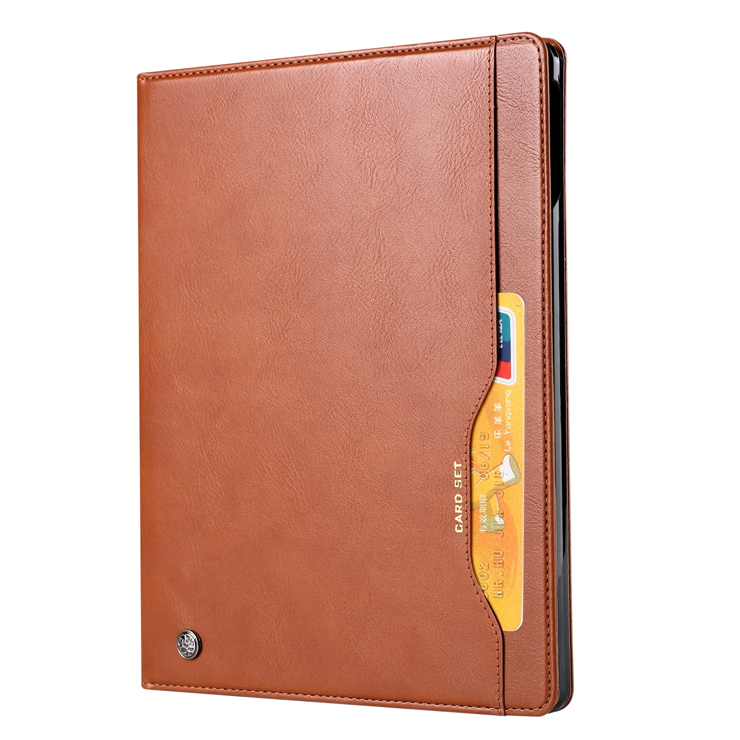 Allytechgroup iPad Pro 13 M4 2024 Case with Pencil Holder, Front Pocket Business Type Flip Multi Angle Stand Shockproof Protective Auto Sleep Wake Case for Apple iPad Pro 13" 2024 M4, Brown