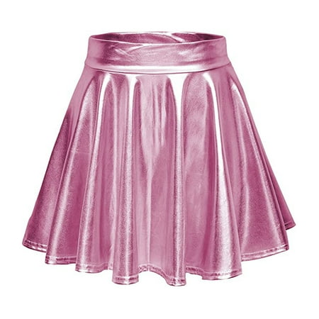 Bramtres Skirts for Women Mini Skirt Flared Casual Pleated Fashion A-Line Women s Skirt Shiny Skirt Pleated Skirts Summer Skirts Pencil Skirt Pink Dress XL