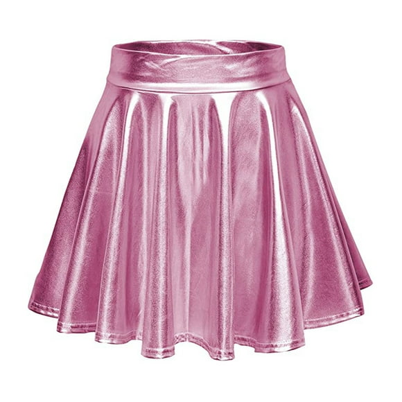 UANWENN Women's Casual Fashion Shiny Metallic Flared Pleated A-Line Mini Skirt Silk Skirt plus Size Midi Skirt Lingerie Skirt Raffia Table Skirt High Waist Pencil Skirt Bed Skirts for Adjustable Bed