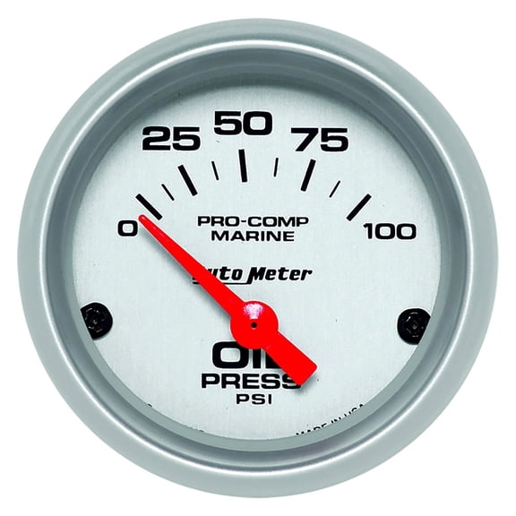 Auto Meter 200758-33 - Marine 2.06" Silver In-Dash Mount Electric Oil Pressure Gauge
