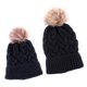 thumbnail image 4 of 2PCS Gorro De Bola De Pelo Para Padres E Hijos Gorro De Invierno Cálido De Punto Negro Sunnimix Gorro para madre e hijo, 4 of 8