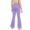 thumbnail image 5 of YDFCWXW Girl's Leggings Cross High Waisted Flare Pants Yoga Bootcut Pants Solid Color Full Length Bell Bottoms (Purple, 9-10 Years), 5 of 5
